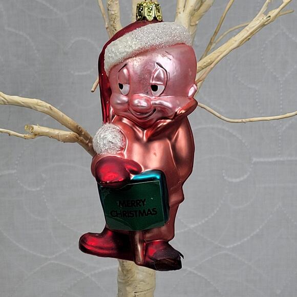 2001 Warner Bros. Merry Christmas Ornament Vintage Glass Character Red Pink 5” - Picture 5 of 16